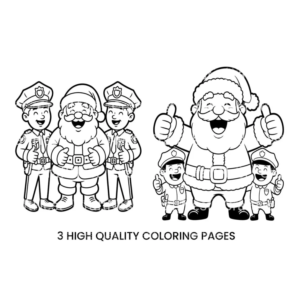 Santa and Police Officers Coloring Books