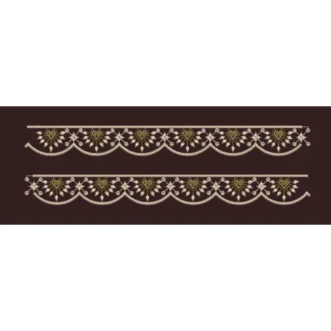 Floral Leaf Scallop Border Embroidery Design