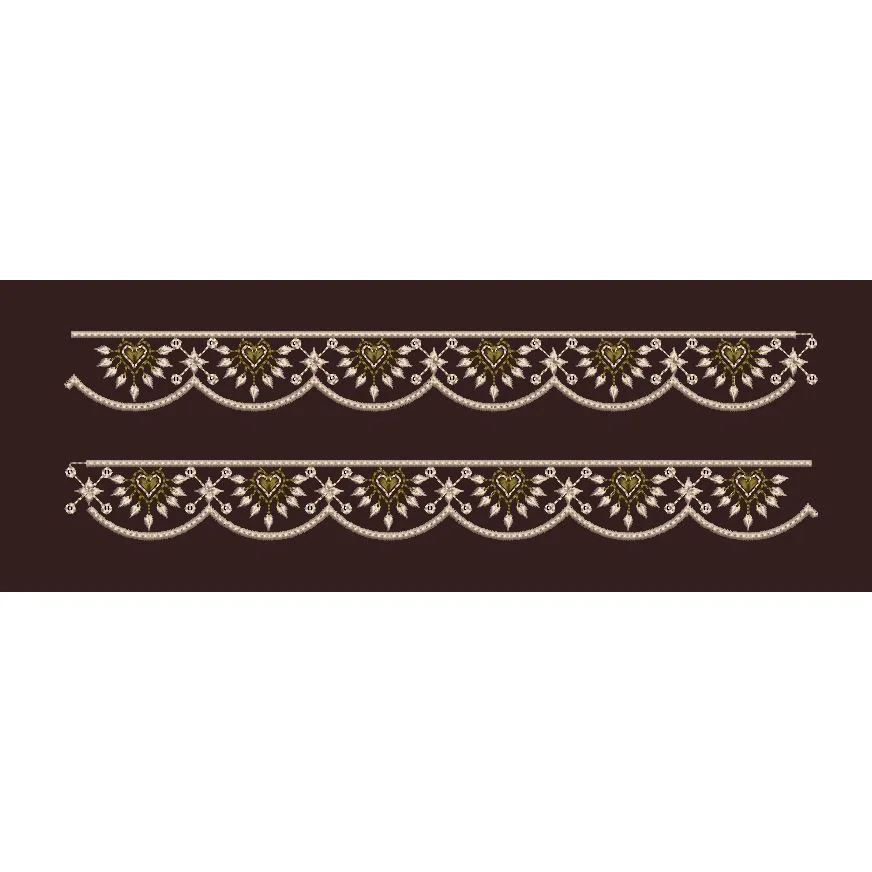 Floral Leaf Scallop Border Embroidery Design