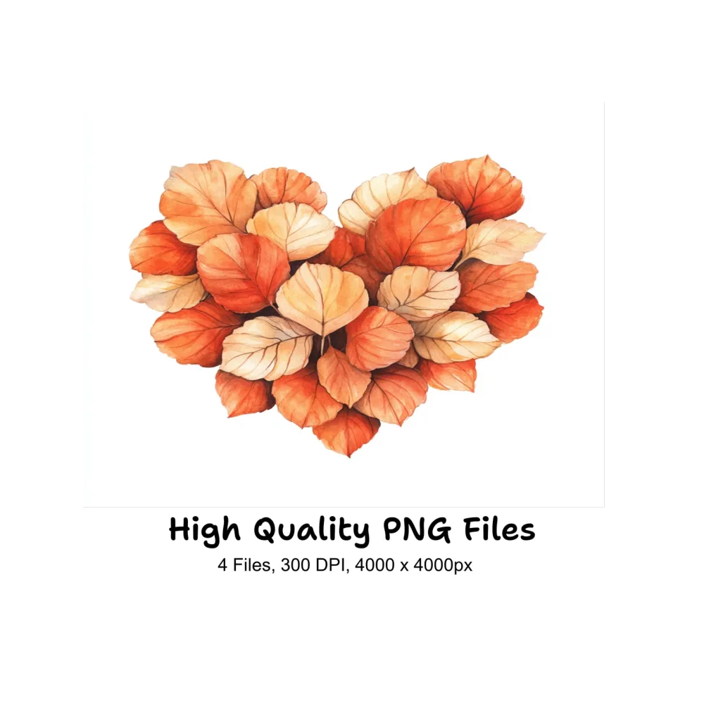 Fall Leaves & Pumpkin Heart Clipart Bundle