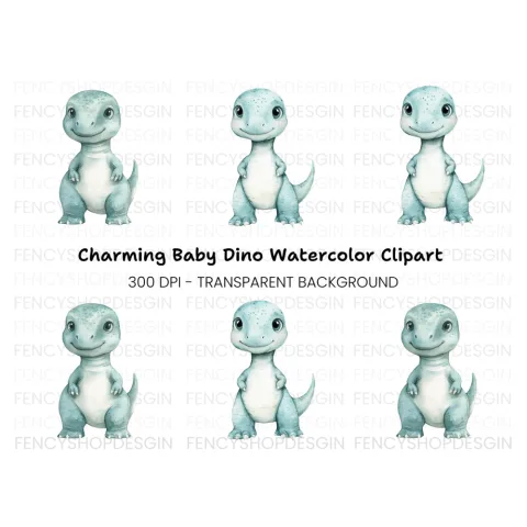 Sweet Baby Dinosaur Duo Clipart Bundle