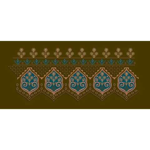 Turquoise Teardrop Arch Border Embroidery Design