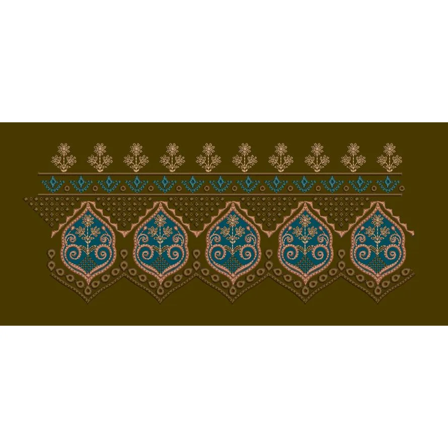 Turquoise Teardrop Arch Border Embroidery Design