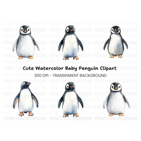 Cute Penguin Clipart Bundle