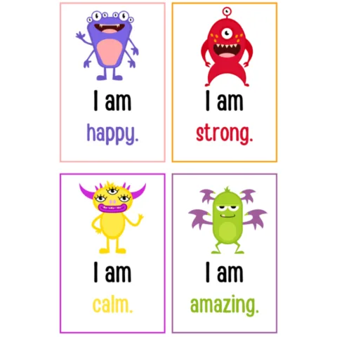 Monster Positive Affirmation Cards for Kids