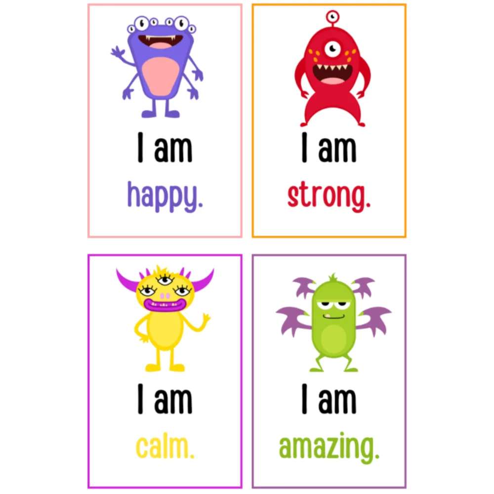 Monster Positive Affirmation Cards for Kids