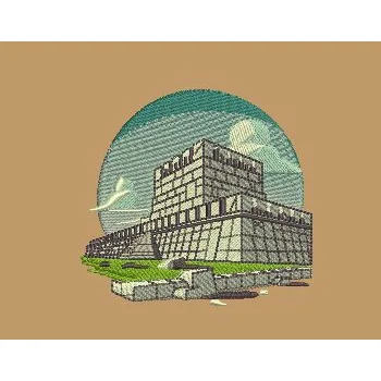 Ancient Ziggurat Sky Embroidery Design
