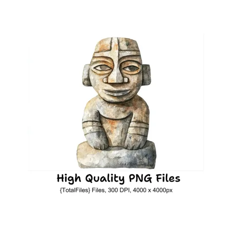 Ancient Tribal Stone Statues Clipart Bundle