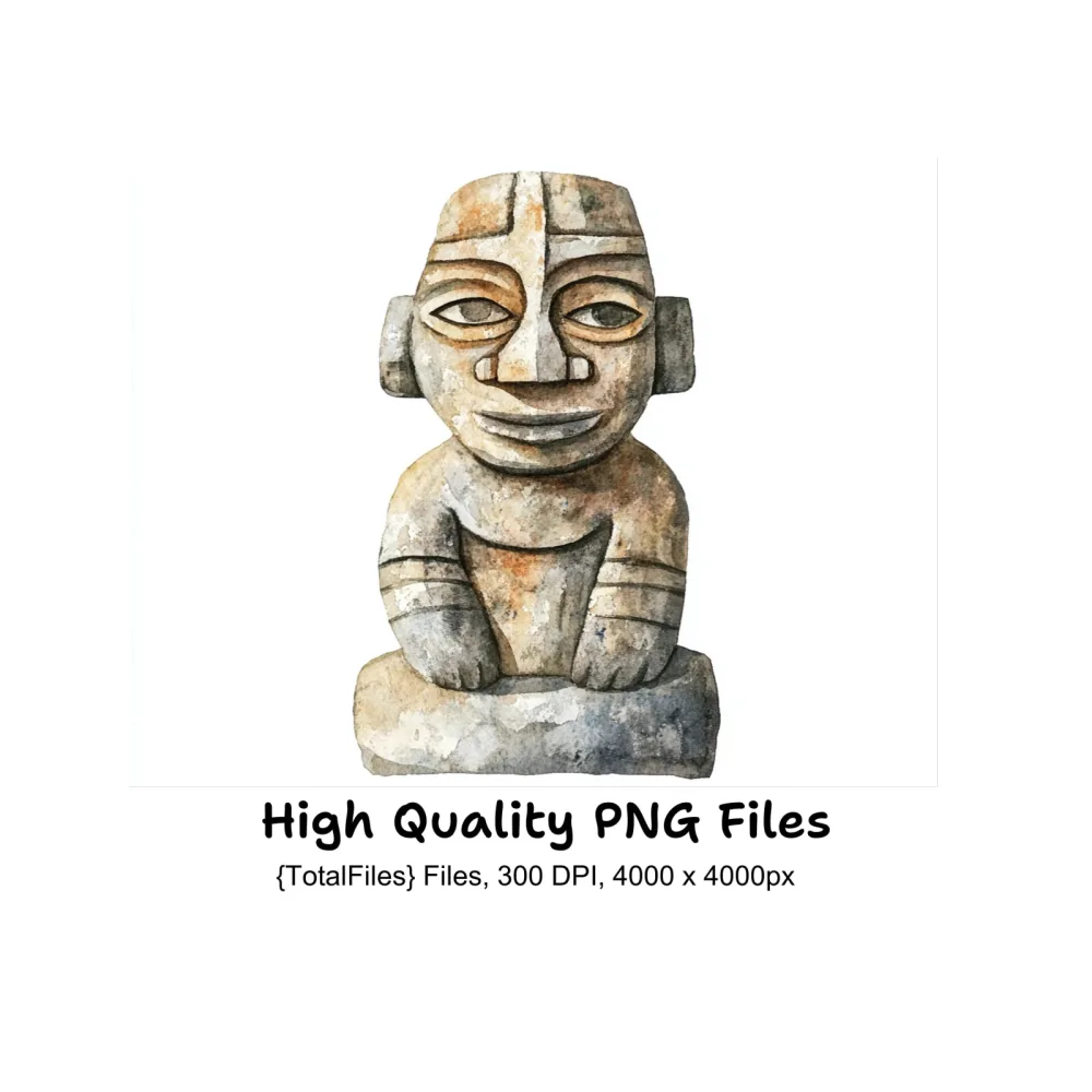 Ancient Tribal Stone Statues Clipart Bundle