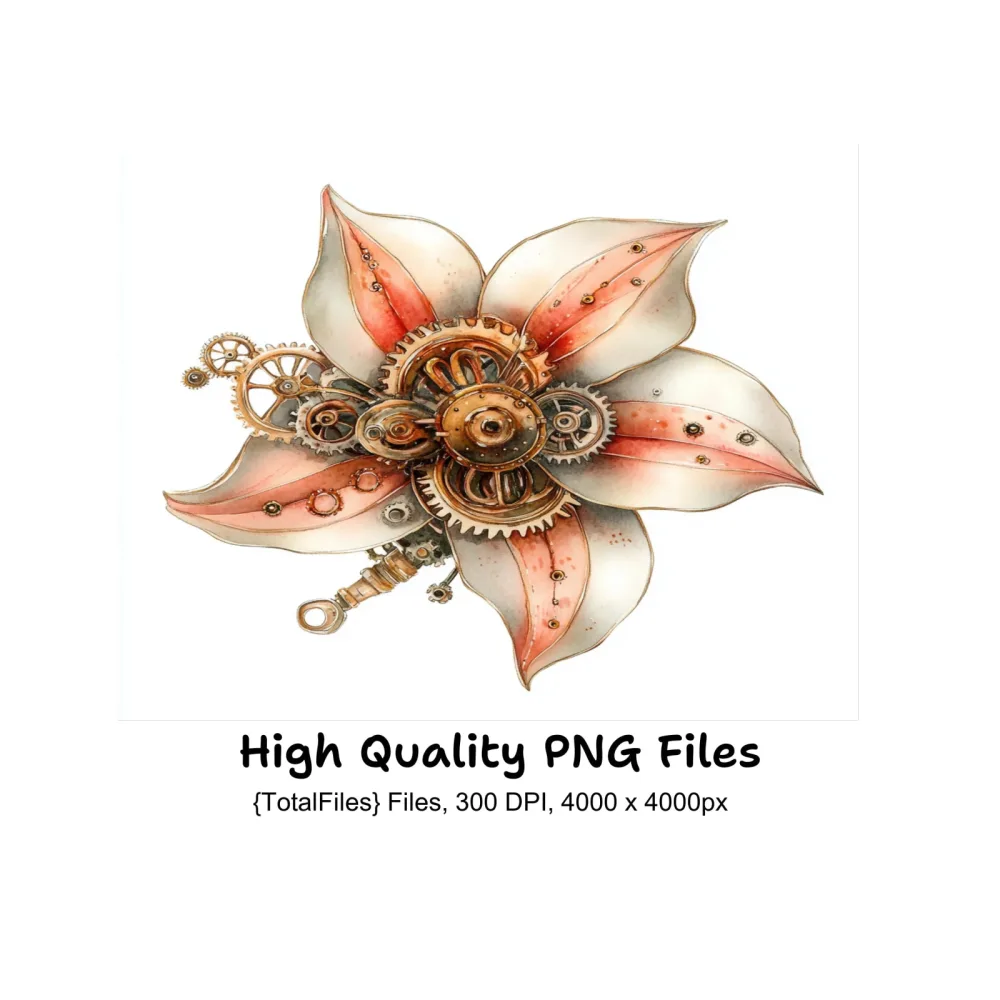 Steampunk Flower Clipart Bundle
