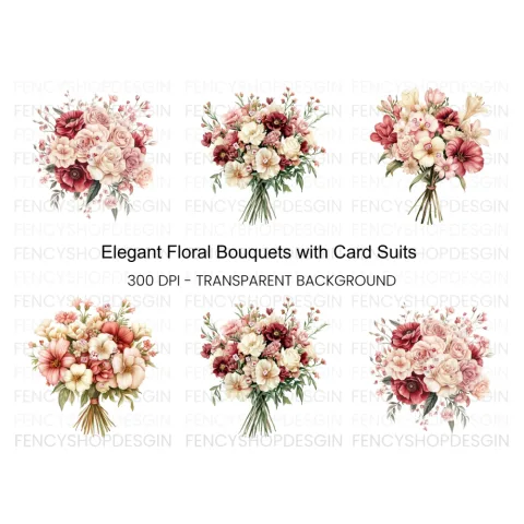 Elegant Floral Bouquets Clipart Bundle