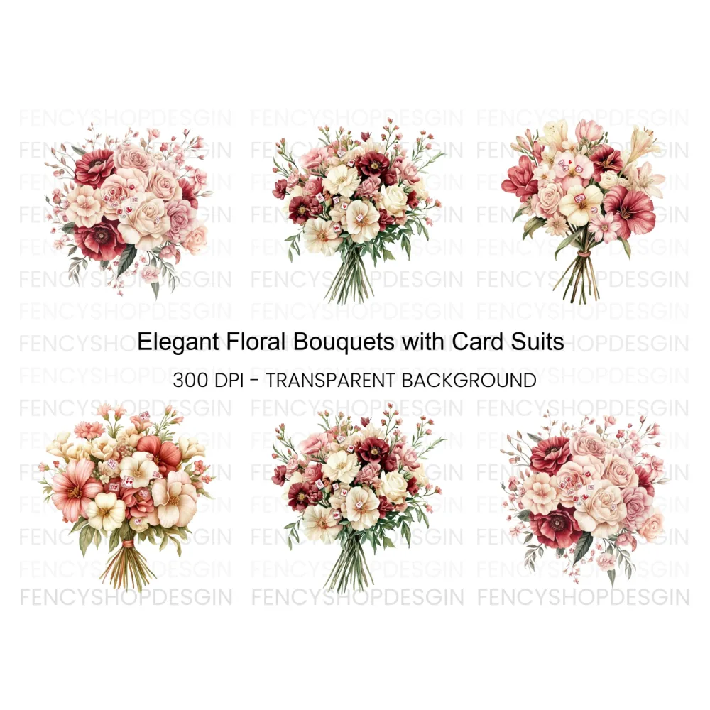 Elegant Floral Bouquets Clipart Bundle