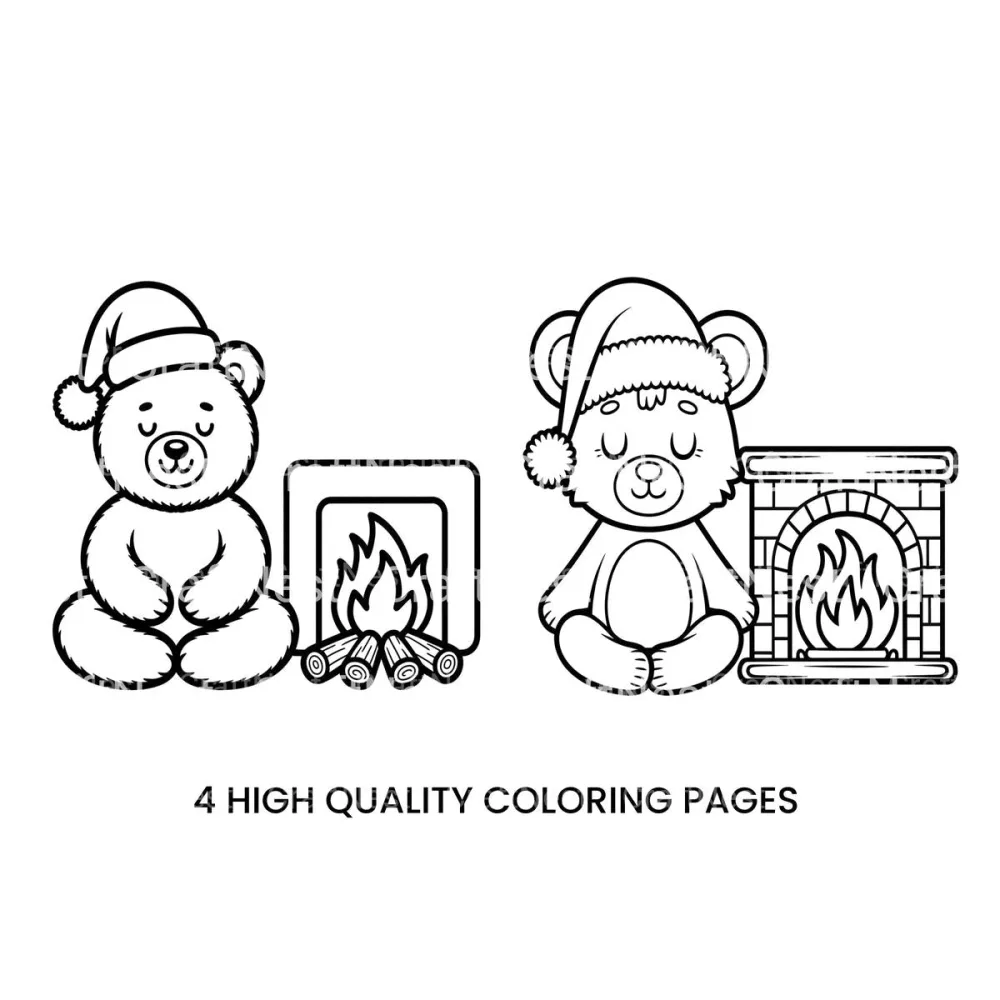 Christmas Bears by Fireplace Coloring Books
