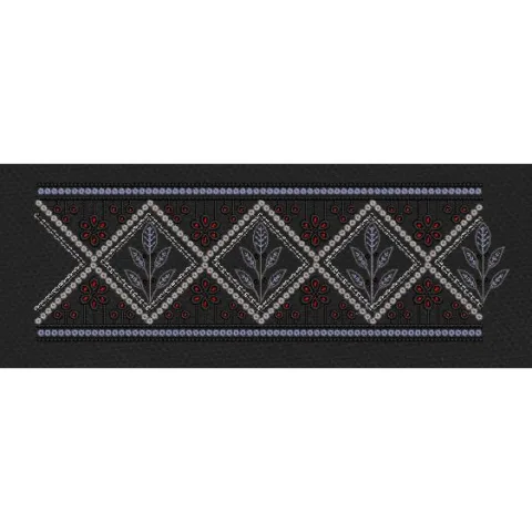 White And Gray Diamond Floral Border Embroidery Design