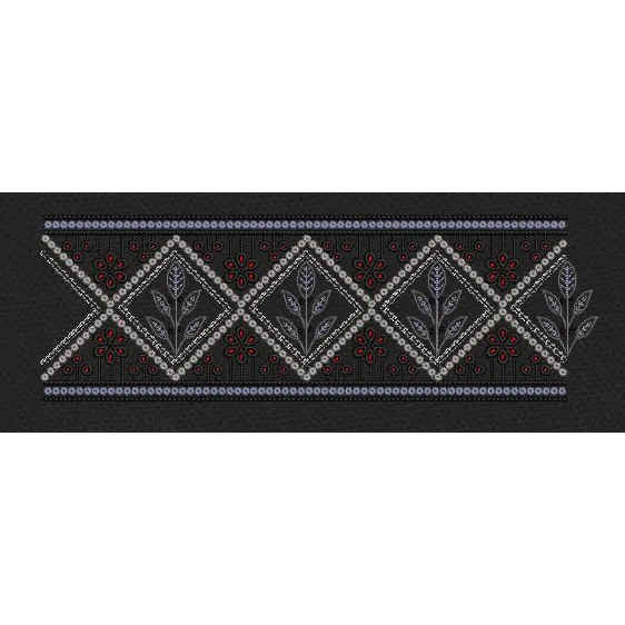 White And Gray Diamond Floral Border Embroidery Design