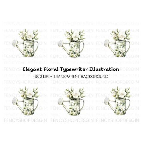 Floral Watering Can Clipart Bundle