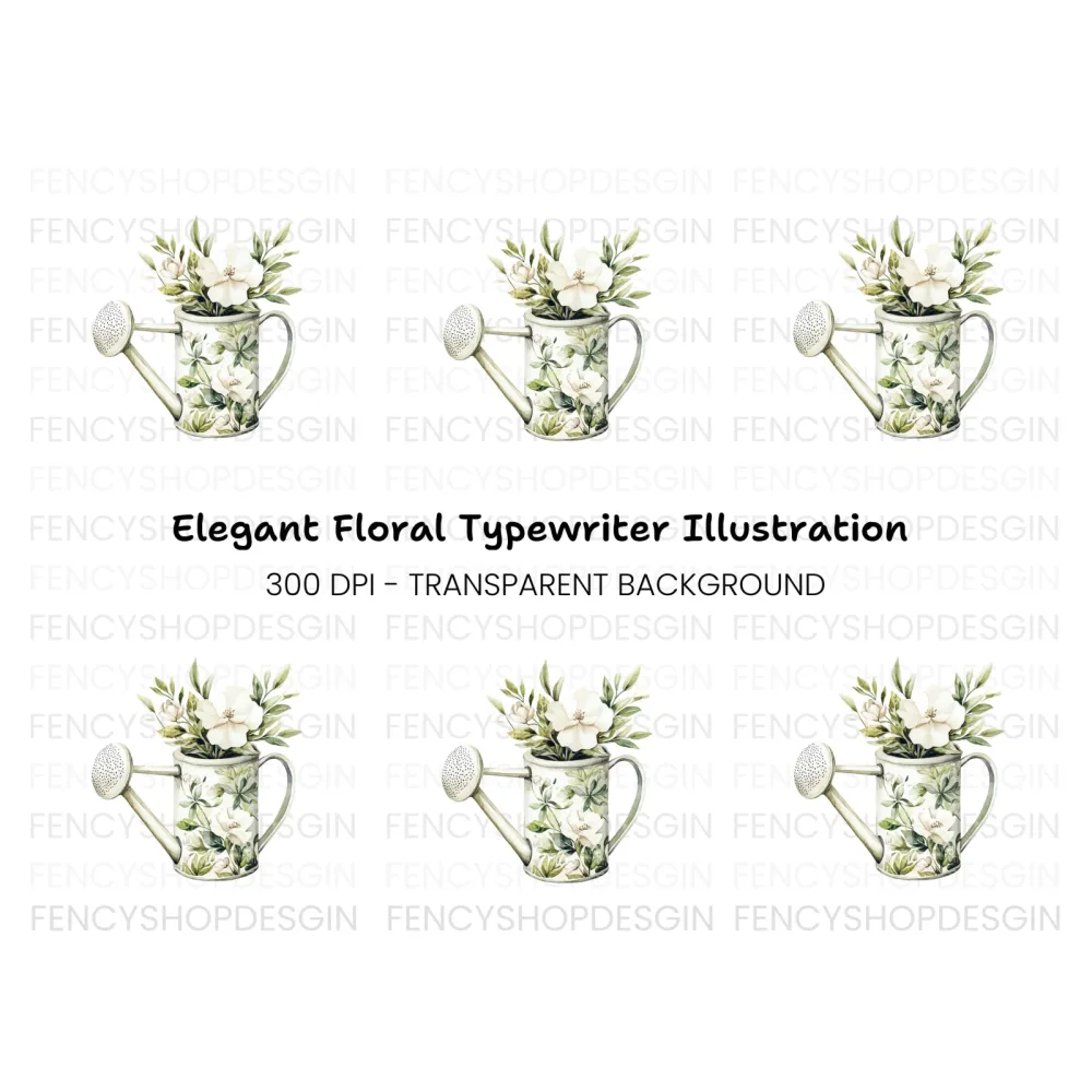 Floral Watering Can Clipart Bundle