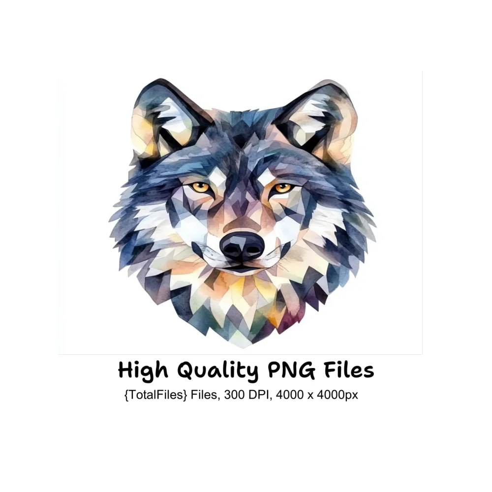 Geometric Wolf Head Clipart Bundle
