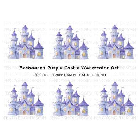 Enchanted Purple Castle Clipart Bundle