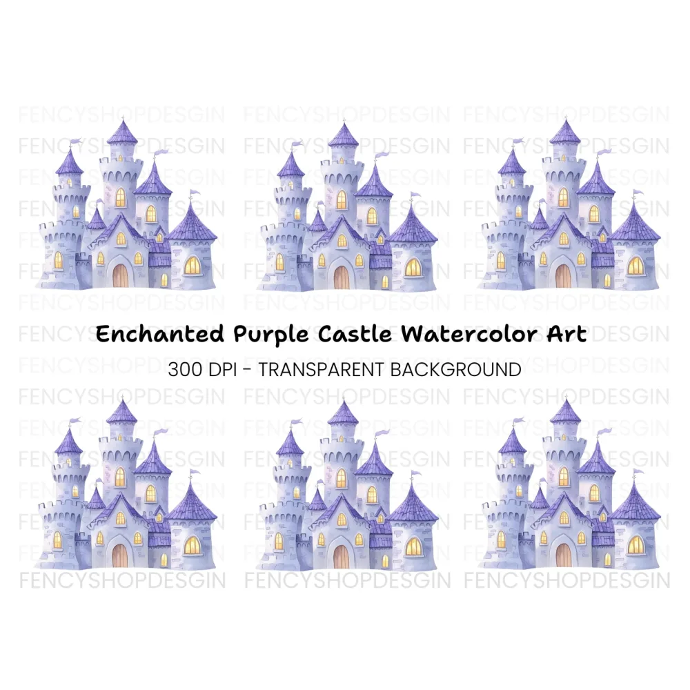 Enchanted Purple Castle Clipart Bundle