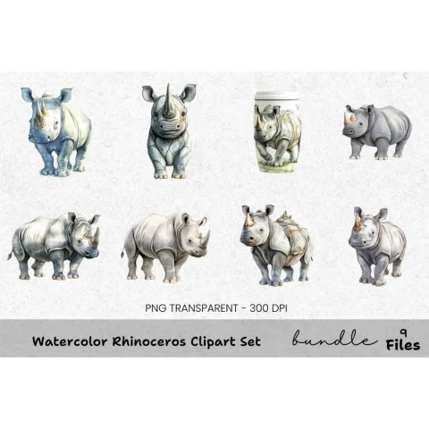Rhinoceros Clipart Bundle