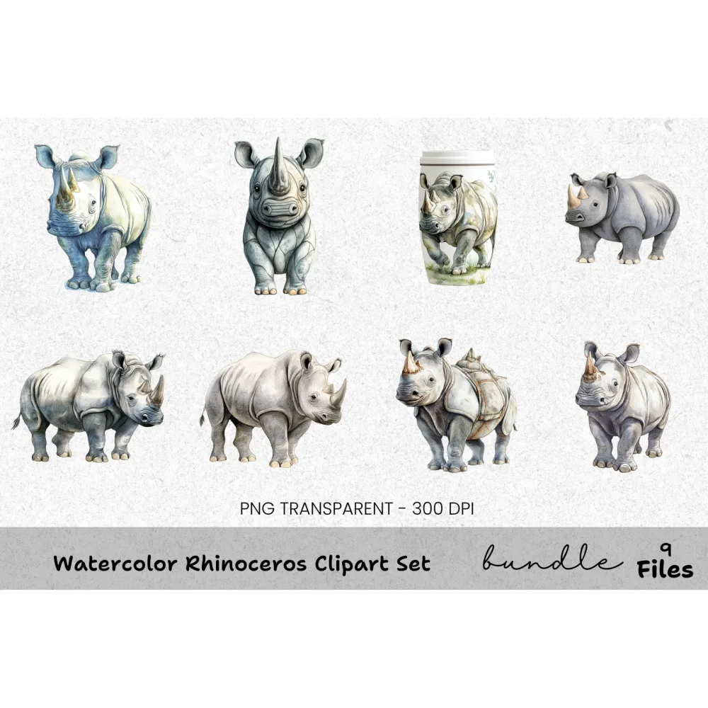 Rhinoceros Clipart Bundle