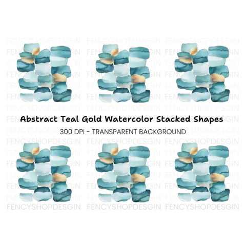 Abstract Teal Gold Shapes Clipart Bundle