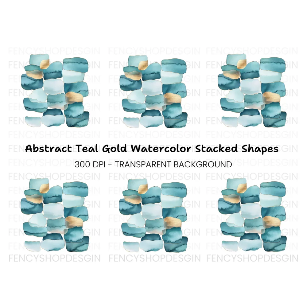 Abstract Teal Gold Shapes Clipart Bundle