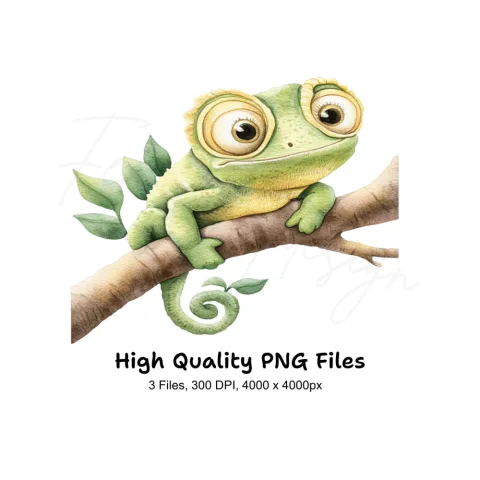 Cute Chameleon Clipart Bundle