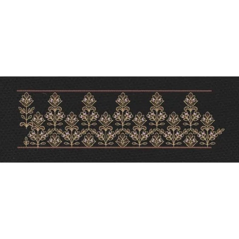 Floral Border Golden Vertical Flowers Embroidery Design