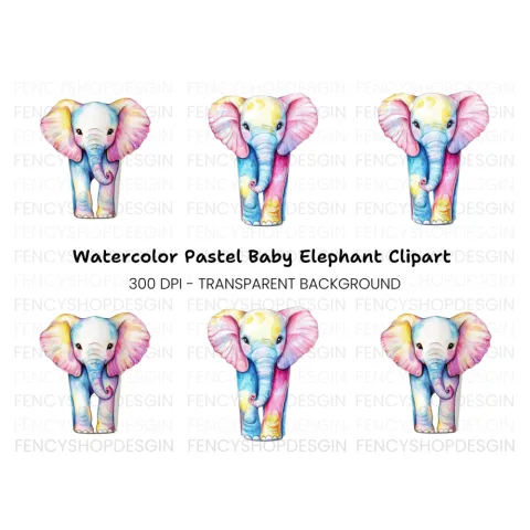 Baby Elephant Clipart Bundle