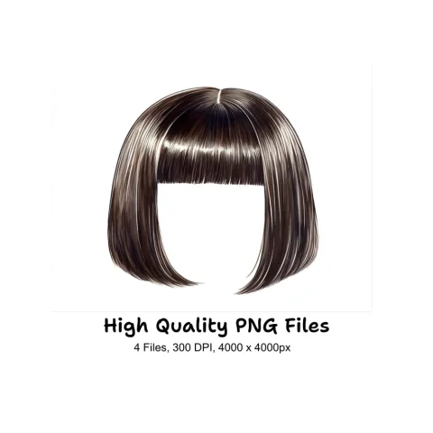 Sleek Bob Hair Wig Clipart Bundle