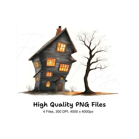 Spooky Haunted House Clipart Bundle