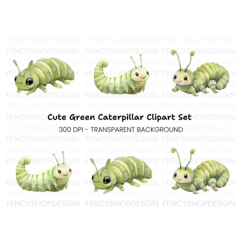 Charming Baby Caterpillar Clipart Bundle