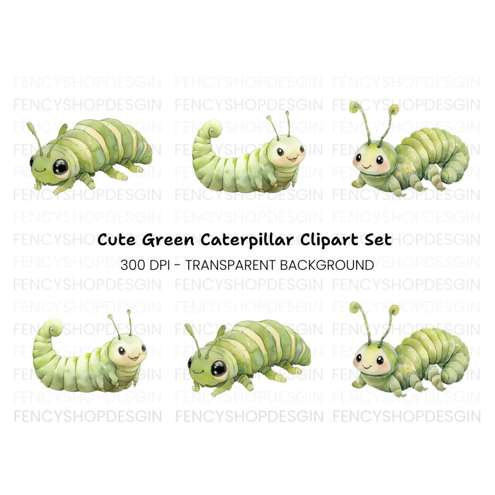Charming Baby Caterpillar Clipart Bundle