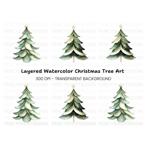 Elegant Pine Tree Illustrations Clipart Bundle