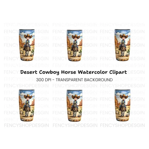Cute Cowboy Riding Horse Clipart Bundle
