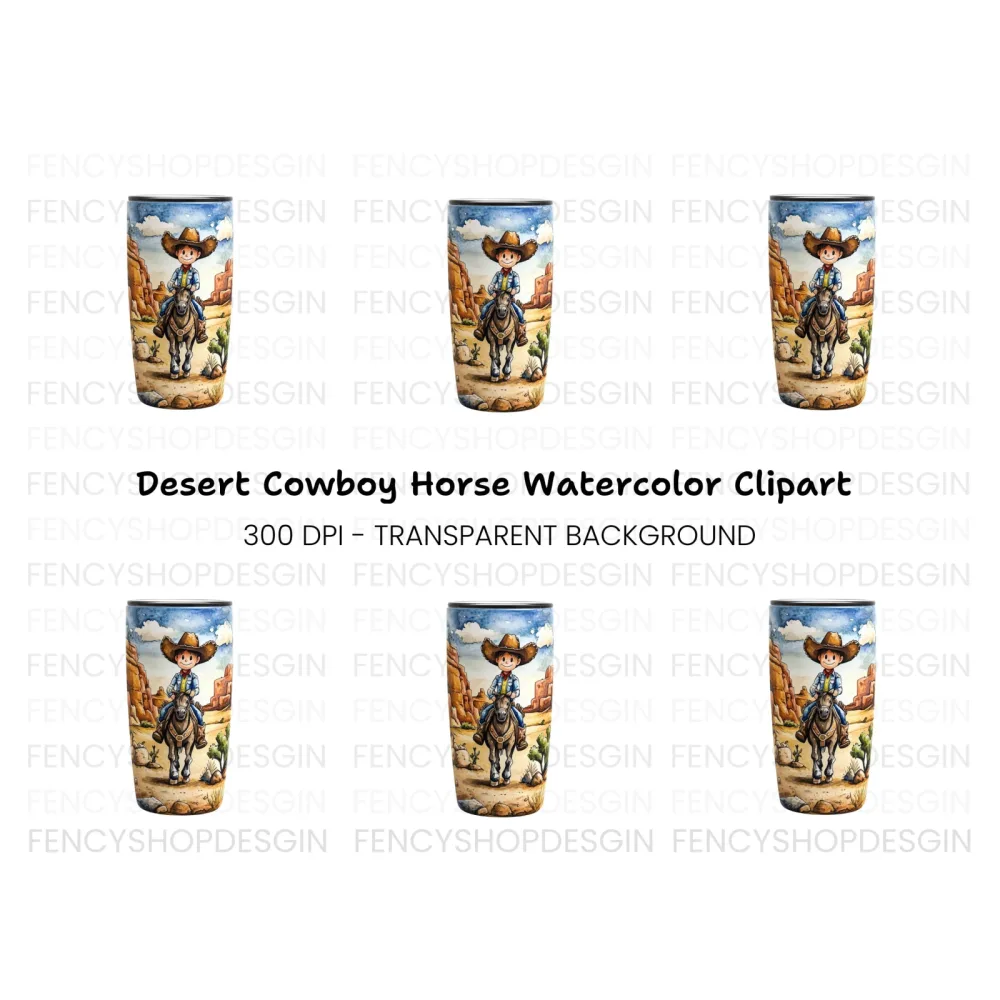 Cute Cowboy Riding Horse Clipart Bundle