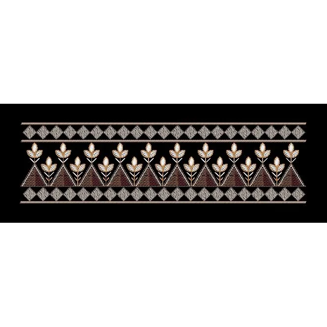 Triangular Floral Lattice Border Embroidery Design