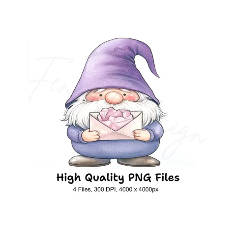 Purple Gnome Crystal Letter Clipart Bundle