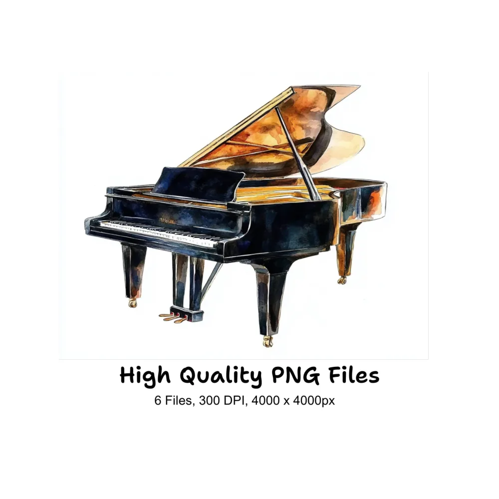 Elegant Grand Piano Clipart Bundle