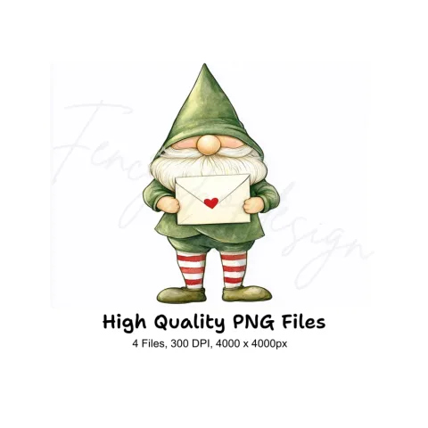Green Gnomes Love Letters Clipart Bundle