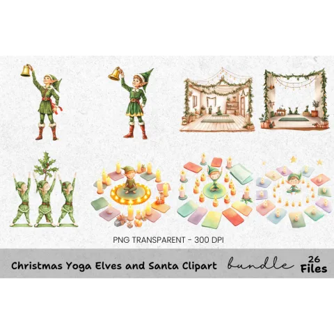 Santa and Christmas Decor Clipart Bundle