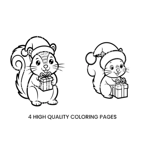 Christmas Squirrel Coloring Books