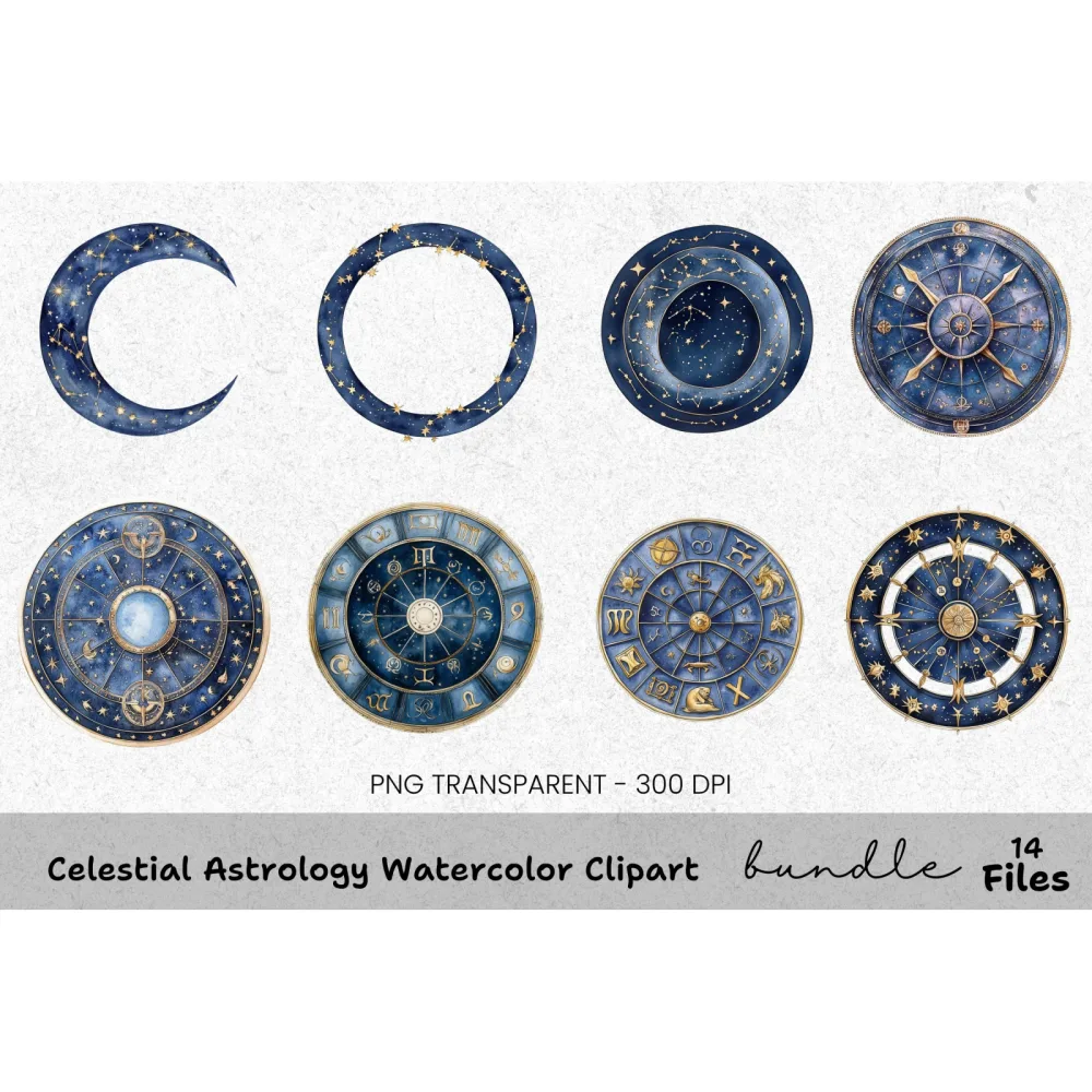 Celestial Astrology Clipart Bundle