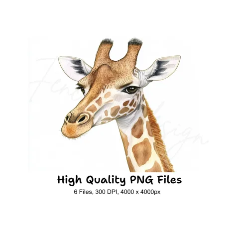 Cute Giraffe Head Clipart Bundle