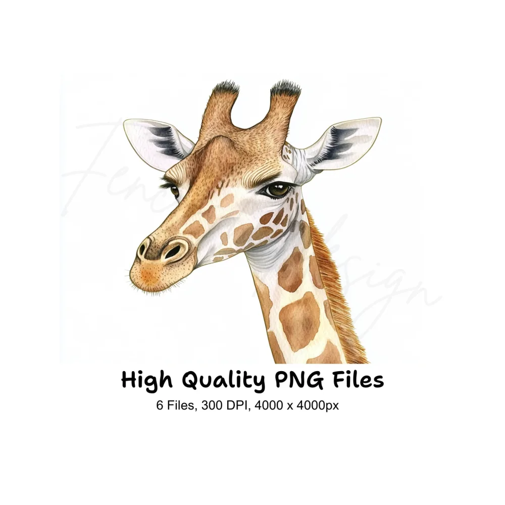 Cute Giraffe Head Clipart Bundle