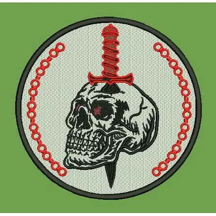 Pierced Craniate Emblem Embroidery Design