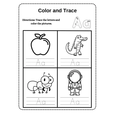 Alphabet Color and Trace Worksheets a to Z