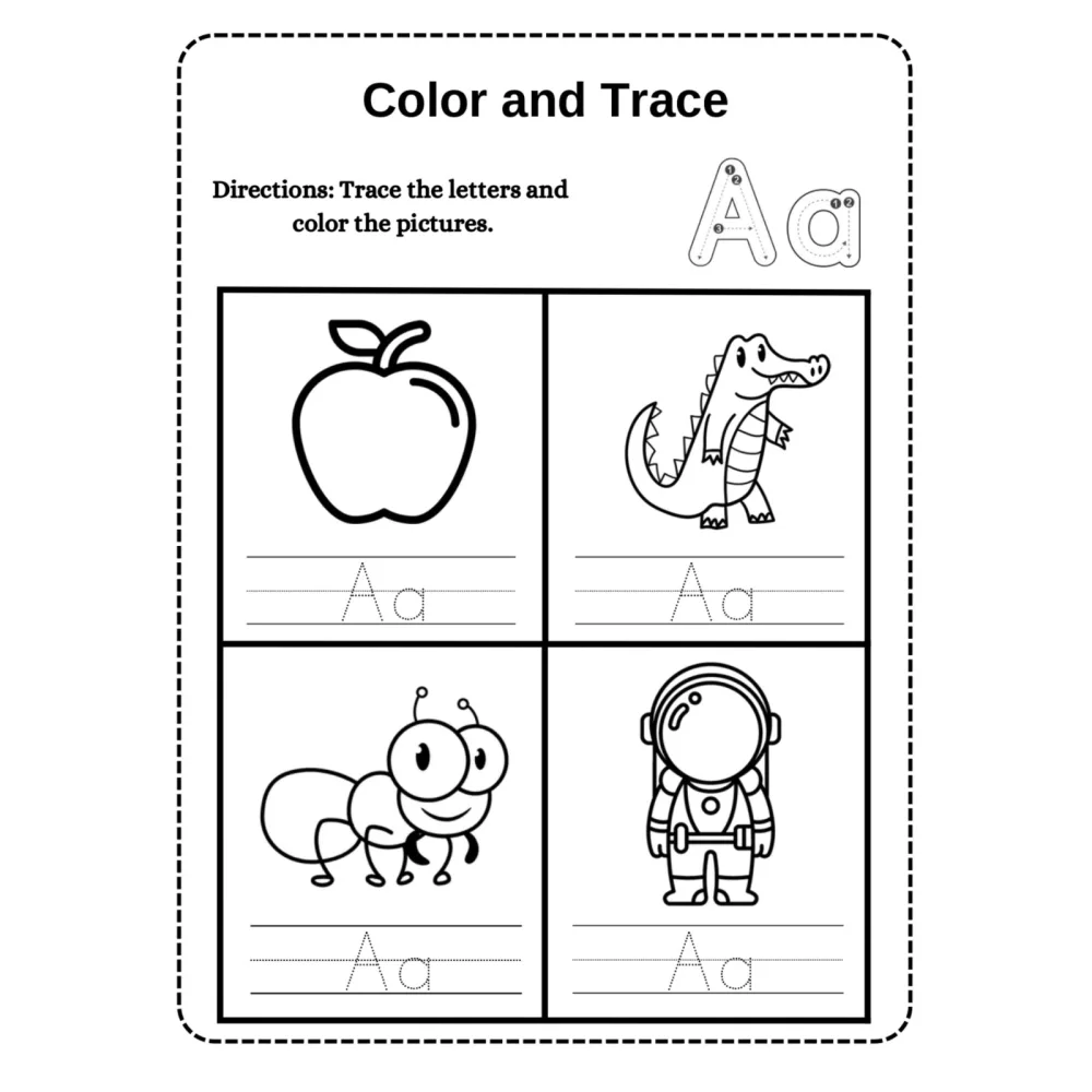 Alphabet Color and Trace Worksheets a to Z